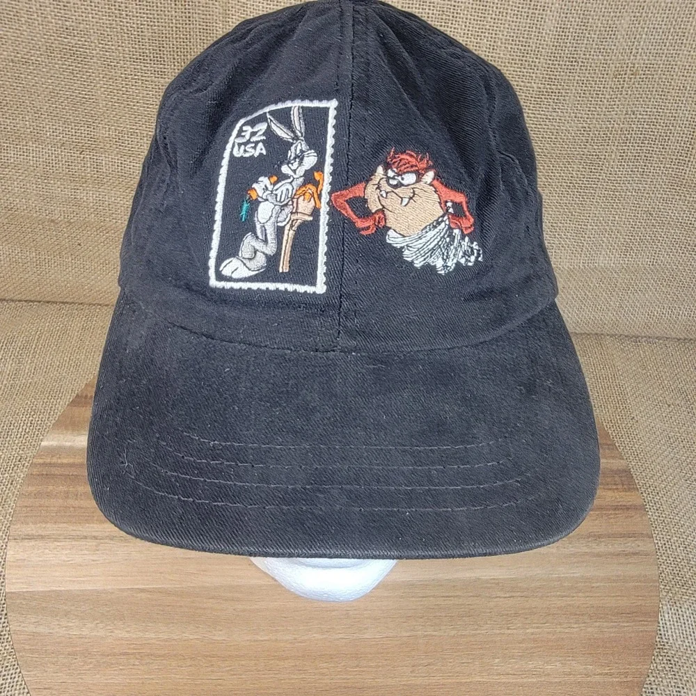 Vintage 1997 Looney Tunes Hat USPS Stamp‎ Collection Snapback Black USA Cap 90s